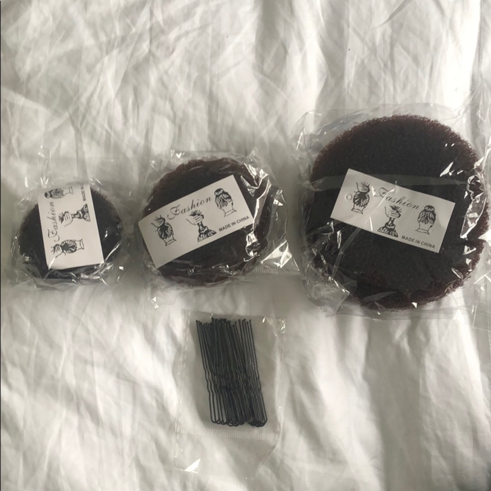 Set of Three hair bun helpers with pins